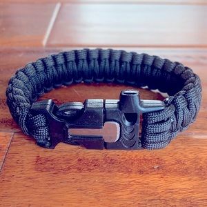 Black Fire-starter Paracord Steel Bracelet